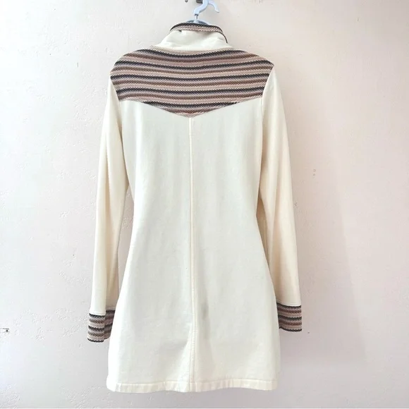 PRANA Women's Rowen Jacket Cream Waffle Knit Yoke Mid Length Fleece Coat Size S - Picture 8 of 12